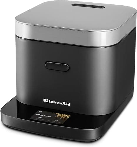 KitchenAid Compact 8 Cup Grain and Rice Cooker with Automatic Sensing and Integrated Scale, KGC2154, Black Matte