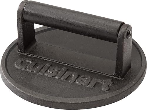 Lodge Pre-Seasoned Cast Iron Grill Press with Cool-Grip Spiral Handle, 4.5 x 6.75 Inch